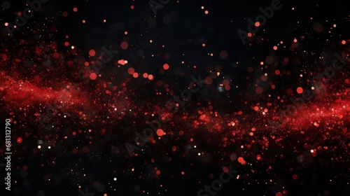 a black background adorned by floating, glittering, shiny red particles