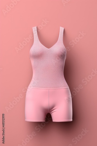waterpolo feminine pink swimsuit on minimal background, mockup design