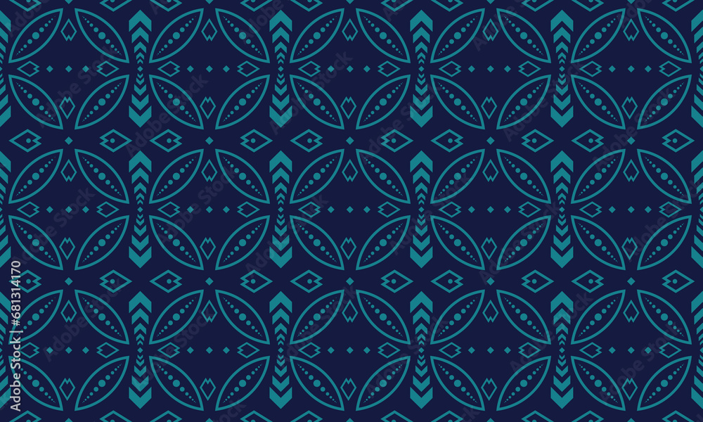 modern indonesian batik design on floral pattern with blue color modern indonesian batik design on floral pattern with blue color