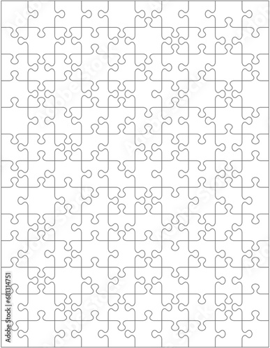 Jigsaw puzzle blank template or cutting guidelines with pieces of various shapes randomly scattered. Transparent 130 pieces are easy to separate (every piece is a single shape) for vector mode.
