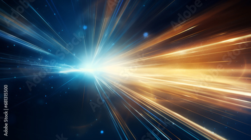 high speed blue light effect. Futuristic Light Effect. Colorful Lens Flare. Star, Explosion and Electric. Blue light technology background. High speed. Radial motion blur background. 