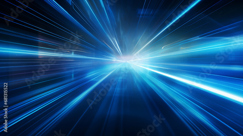 high speed blue light effect. Futuristic Light Effect. Colorful Lens Flare. Star, Explosion and Electric. Blue light technology background. High speed. Radial motion blur background.  © Nenone