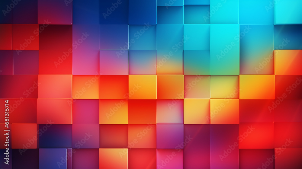 Rainbow of colorful square blocks abstract background. colorful square Mordan digital gradient background. background from colorful pixel square.  