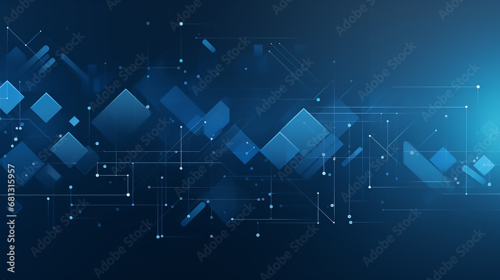Abstract technology futuristic digital graphic concept blue square, line technology Wireframe background with plexus effect. Futuristic. material in square shapes in random geometric patterns. - obrazy, fototapety, plakaty 