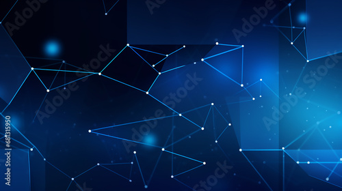 digital technology square and line network abstract blue background. Modern abstract business template with blue line on blue square gradient background.