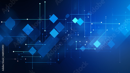 Abstract technology futuristic digital graphic concept blue square, line technology Wireframe background with plexus effect. Futuristic. material in square shapes in random geometric patterns. photo