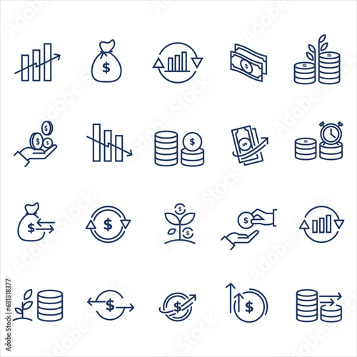 money financial management related icon set