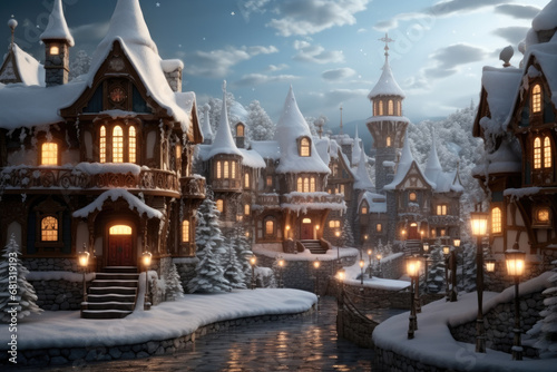 Christmas themed fantasy village.