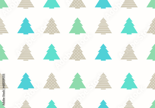 geometric pattern of christmas trees for new year, wrapping paper design on white background
