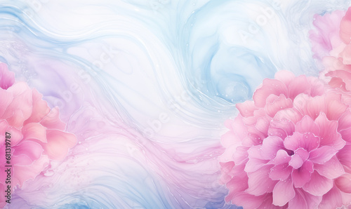 Watercolour illustration, wild blooming floral pattern, greeting card template