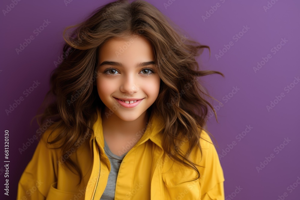 girls portrait of a teenager in yellow-violet colors girls portrait of a teenager in yellow-violet colors