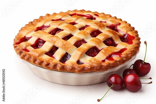 Delicious Cherry Pie isolated on white background