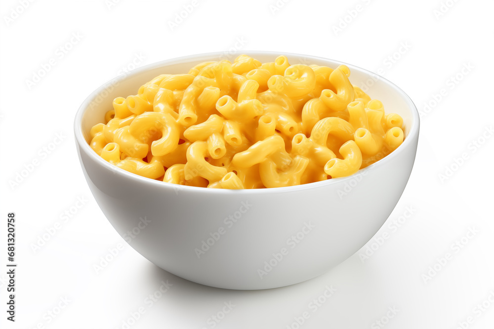 Simple Bowl of Mac and Cheese isolated on white background Simple Bowl of Mac and Cheese isolated on white background