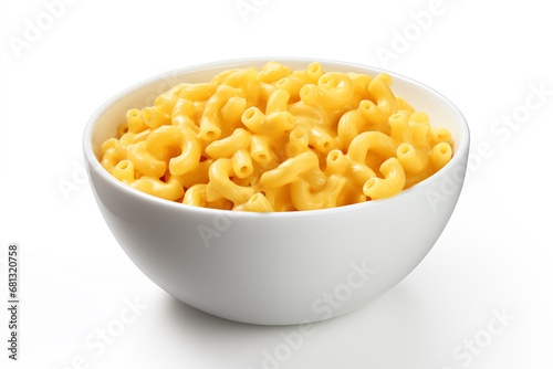 Simple Bowl of Mac and Cheese isolated on white background