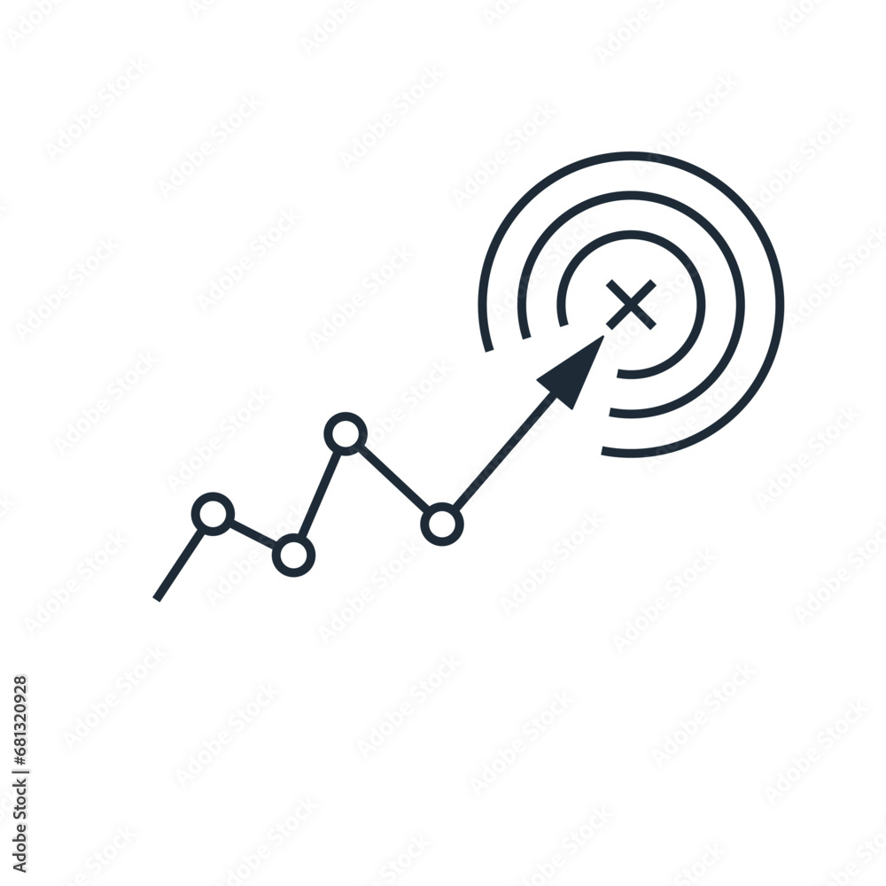 The road to the aim. Vector linear illustration icon isolated on white background. The road to the aim. Vector linear illustration icon isolated on white background.
