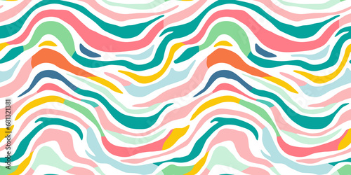 Colorful line doodle seamless pattern. Creative minimalist style art background, trendy design with basic shapes. Modern abstract color backdrop.	
 photo