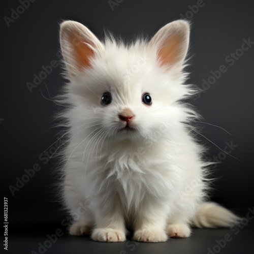 Photo of a fluffy white bunny with floppy ears. Generative AI © Aditya