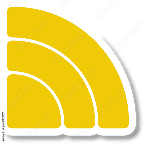 Digital png illustration of yellow wifi symbol with copy space on transparent background
