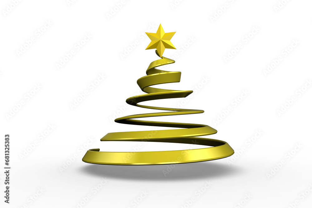 Digital png illustration of swirled christmas tree on transparent background