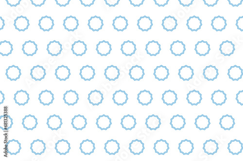 Digital png illustration of rows of blue flower shapes on transparent background