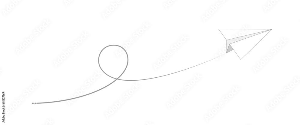 Paper plane route in line shape. Vector Illustration.