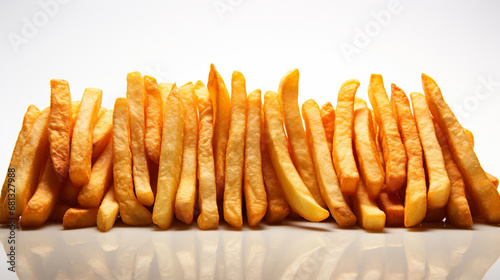 french fries on a white background HD 8K wallpaper Stock Photographic Image 