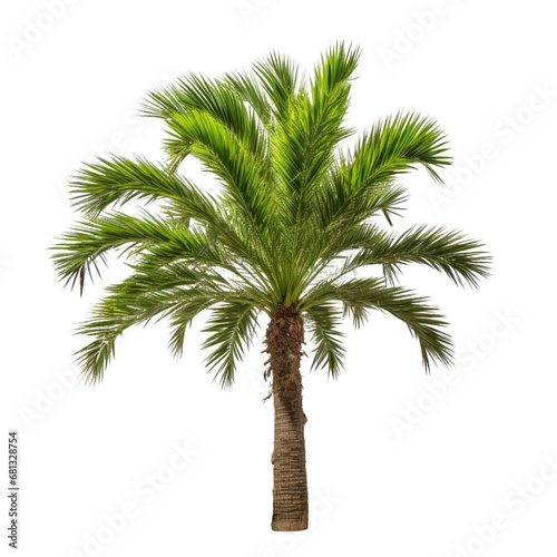 A Majestic Palm Tree Standing Tall Against a Serene White Background . Transparent background cutout. PNG file © LUPACO PNG