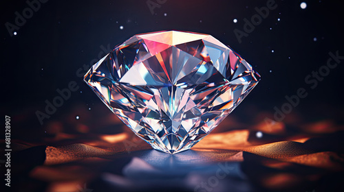  Diamond jewel on dark blue background. Beautiful lcolorful gemstone sapphire on a dark background
