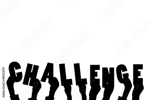 Digital png illustration of hands with challenge text on transparent background photo