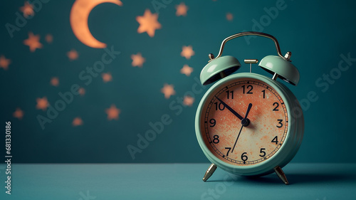 background lullaby good night clock stars and moon.