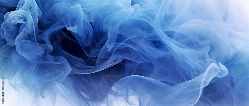 Fototapeta premium blue smoke on white background 3d volumetric texture background. AI