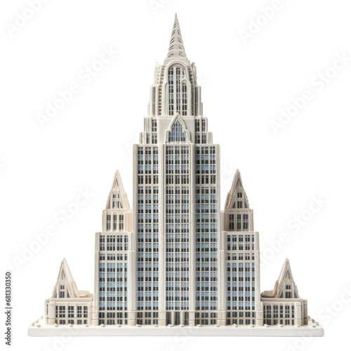 Model of a Majestic Building with a Towering Spire . Transparent background cutout. PNG file © LUPACO PNG
