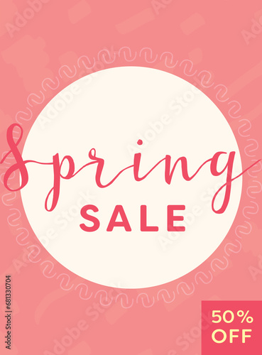 Digital png illustration of pink spring sale text on transparent background