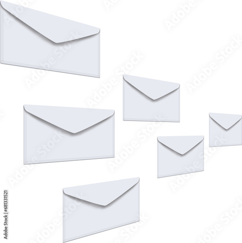 Digital png illustration of white envelopes on transparent background