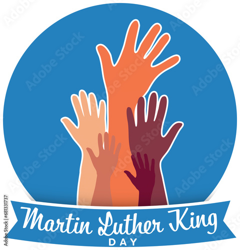 Digital png illustration of martin luther king day text, hands in circle on transparent background photo