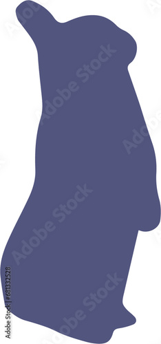 Digital png silhouette of bunny standing with ears up on transparent background