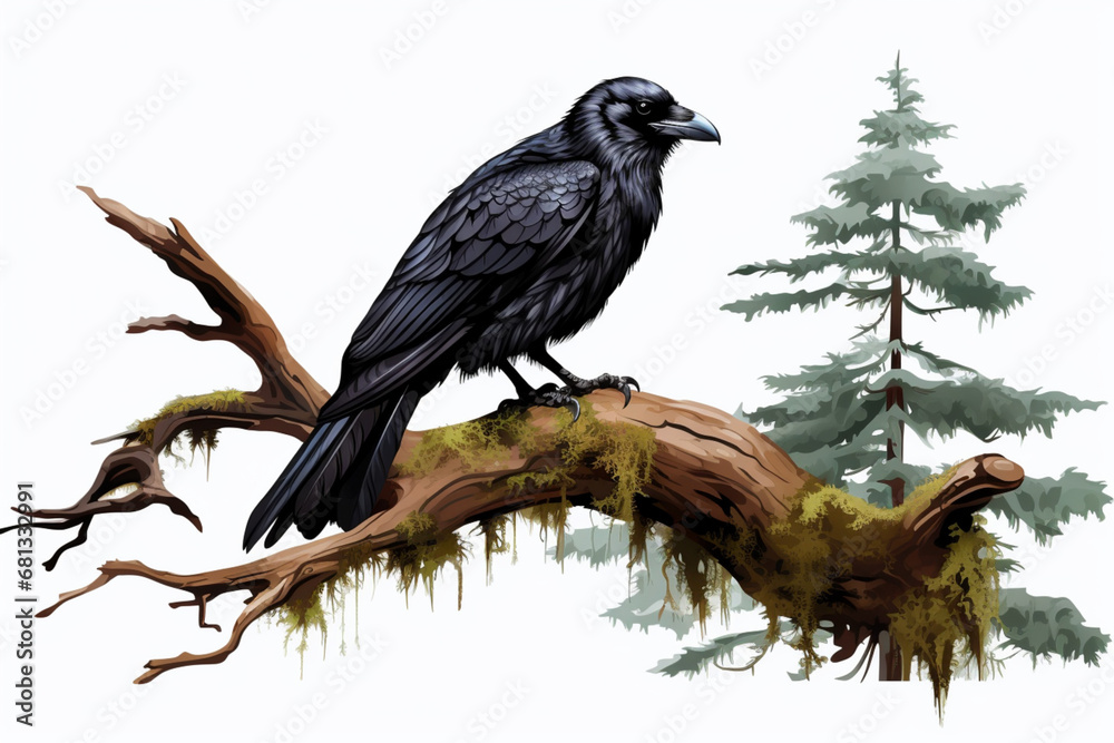 Fototapeta premium crow on a branch