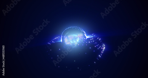 Wallpaper Mural Abstract energy sphere with flying glowing bright blue particles, science futuristic atom with electrons hi-tech background Torontodigital.ca