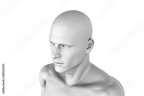Digital png illustration of 3d model of man on transparent background