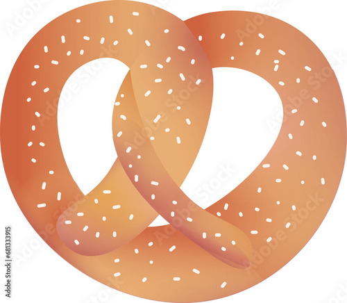 Digital png illustration of brown pretzel on transparent background