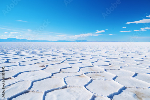 frozen lake in the winter with landscape