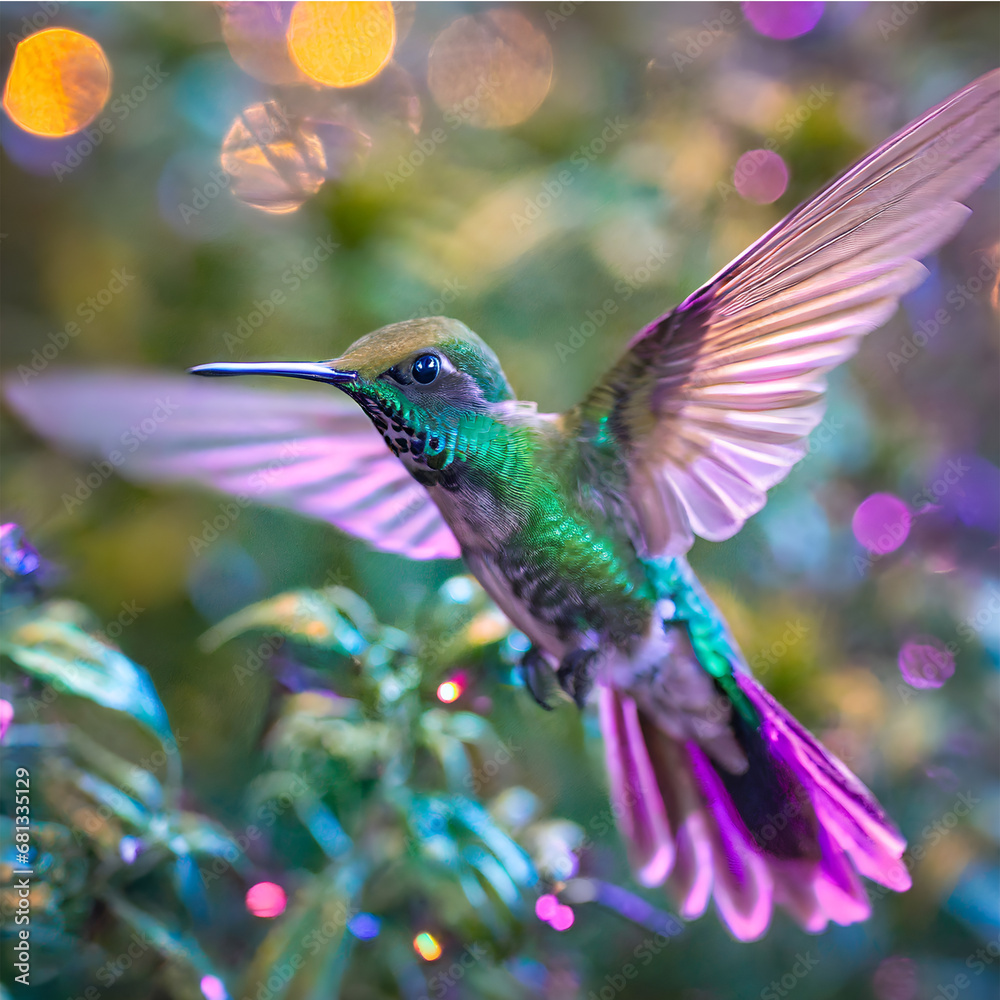 Obraz premium a colorful bird flying through the air with its wings spread.ai generative