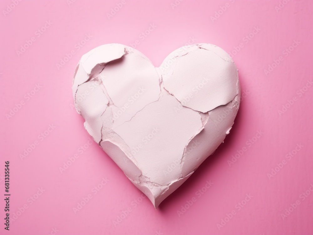 custom made wallpaper toronto digitalHeart made of clay on contrast pink background. A cracked heart. Valentine's Day concept.