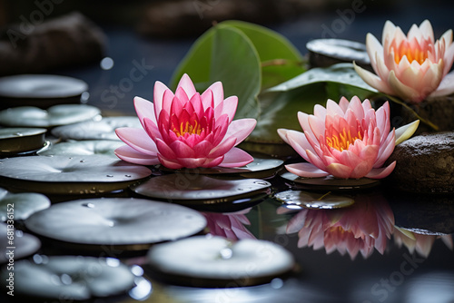 spa still life with zen stones and flower