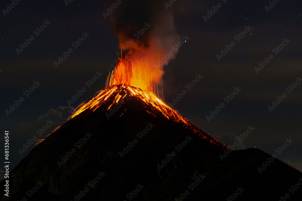 View of the nature environment from the Acatenango Volcano in Alotenango, Guatemala.
