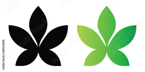 Silhouette five lobes green leaf icon, vector illustration isolated on white background photo