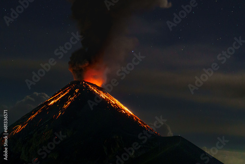 View of the nature environment from the Acatenango Volcano in Alotenango, Guatemala.