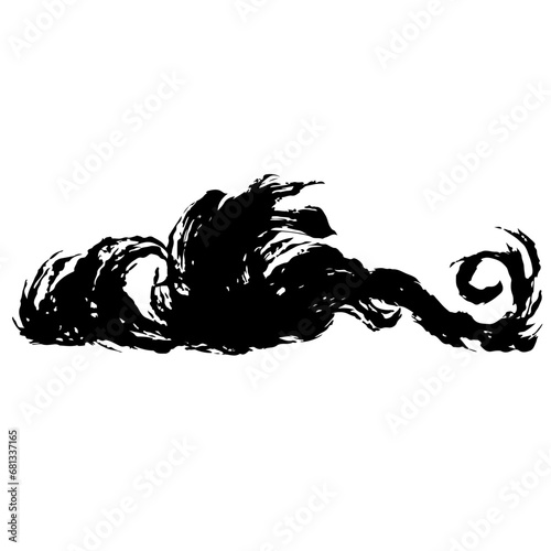 シンプルな波の墨絵のイラスト素材　ベクター