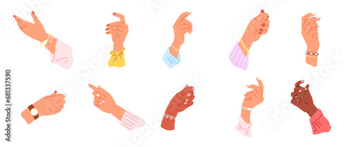 Hands pose vector illustration. The pointing finger directed viewers gaze towards horizon The delicate movements wrist added elegance to performance The expressive finger gestures conveyed myriad photo