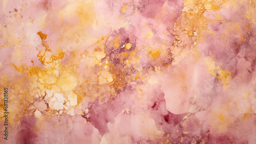 Elegant Mustard Yellow and Dusty Rose Watercolor Splash Abstract